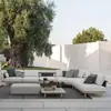Sofá Nórdico de Exterior Sofá Impermeable de Ratán para Exteriores Silla Combinación de Mesa de Café para Patio Terraza Balcón Exterior