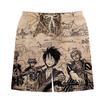 2023 Amazon nova série de personagens de anime One Piece shorts respiráveis 3D impressão digital calças de praia da moda