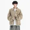 Chaqueta Bomber Retro Americana con Solapa para Hombre y Mujer Otoño Tendencia Marca Patchwork Chaqueta de Trabajo High Street Holgada Ropa Deportiva Top