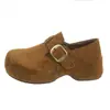Sapatos femininos estilo Birkenstock, de couro genuíno, com aumento de altura, sola grossa, totalmente fechados, nova coleção outono 2026, design slip-on, forrados com fleece e versáteis para dois estilos diferentes