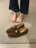 Zapatos planos de corte bajo con punta cuadrada estilo coreano para mujer, colección otoño 2026, chic de dinero viejo, inspirados en Birkenstock, mocasines metálicos de suela plana para mujeres jóvenes