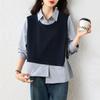 Foto Real de Moda Femenina Tallas Grandes Otoño 2026: Elegante Camisa Rayada con Cuello para Mujer, Para Vestir en Capas con un Estilo Relajado, Top de Principios de Otoño