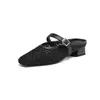 Novas Sandálias de Malha, Tamancos Respiráveis, Sandálias Vazadas na Ponta e no Calcanhar, Sapatos de Salto Médio Grosso, Sapatos de Exportação 32-43