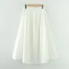 Saia Feminina Verão 2024 Fina Comprimento Médio Branca Saia Guarda-chuva Senso de Design Slim Elegante A-line Saia Longa