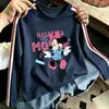 Camiseta de manga larga para niñas, de algodón puro, con bloques de color, corte holgado, nuevo estilo 2026, de dibujos animados a la moda, versión coreana, camiseta básica para niños mayores