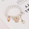Pulsera de Cristal con Perlas de Canela para Mujer, Estilo Coreano Fresca y Linda, Doble Capa, Pulsera Sencilla Estilo Bosque para Mejor Amiga Estudiante