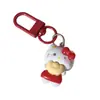Llavero Nuevo Año Dibujo Animado Lindo Kt con Símbolo de Dinero de la Suerte, Gato de la Bendición Colgante Rojo, Accesorio de Regalo de Año Nuevo