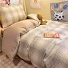 Juego de Ropa de Cama Tres Piezas para Dormitorio Estudiantil de Algodón Puro, 100% Algodón, Adecuado para Dormir Desnudo, Juego de Cuatro Piezas para Cama Individual/Doble