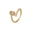 Distrito de Lu Temu Mais Vendido 26 Letras Inglesas Microcravejadas com Zircônia Anel Feminino da Moda Cobre Banhado a Ouro 18K Anel Aberto