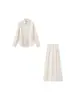 Conjunto Duas Peças Calça Casual de Cintura Alta de Perna Larga com Lapela e Camisa de Manga Longa Estilo Old Money para o Dia a Dia da Marca Z Transfronteiriço Europeu e Americano Za