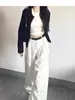 Calça Jeans Branca Wide Leg para Mulheres, Novo Estilo Outono 2025, Solta e Emagrecedora, Cintura Alta, Caimento Fluido, Perna Reta, Comprimento no Chão para Primavera e Outono