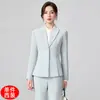 Traje para entrevista, elegante vestimenta profissional de funcionário público, conjunto de terno profissional azul para outono e inverno para mulheres, traje formal