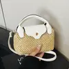 2026 Verano Nuevo de Moda Vintage Simple Patchwork Tejido Bolso de Hombro Cruzado Tipo Dumpling para Mujer