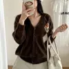 Suéter 100% Lana Jacquard de Diamantes Cárdigan para Mujer 2026 Otoño/Invierno Nuevo Diseño Punto Prendas de Abrigo Top