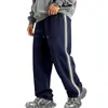 Venta al por mayor transfronteriza de Amazon de pantalones casuales holgados con cordón, bloques de color, forro polar de peso pesado para otoño e invierno para hombre