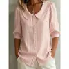 Camisa de nuevo estilo para mujer, cruzada Europa-América 2026, nicho para commuters, manga media, cuello en V holgado, verano