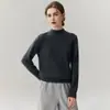 Zhenrong~Jersey de Punto Loro Piana 100% Cachemira para Mujer con Puños, Cuello Semi Alto, Versátil, Holgado, Capa Base