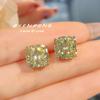 Pendientes de Moda Corte Estrella Pendientes Cuadrados Gruesos Diamante de Alto Carbono Pendientes de Diamante Blanco Princesa Cuadrado Pendientes de Diamante Amarillo Joyería Tesoro de Color Mujer
