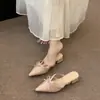 Temporada Primer Encuentro~ Puntiagudas Rosa Nude con Moño Elegantes Mocasines Cerrados Sandalias para Mujer