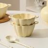 Tazón de fideos instantáneos estilo crema, tazón para sopa, tazón grande de cerámica con doble asa, lindo, ins, de alto valor, para el hogar, tazón para sopa de polvo de caracol, cuchara