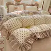 Estilo Princesa Francesa Conjunto Espesso de Lã de Leite Quatro Peças ins Estilo Coreano Fresco Estilo Renda Feminino Flanela Capa de Edredom 4