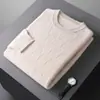 Suéter de Lana para Hombre para Otoño e Invierno, Suéter Jacquard de Cuello Redondo, Capa Interior Casual Holgada, Suéter de Cashmere Tejido para Negocios, Camiseta de Capa Base