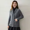 Cárdigan de punto de cachemira con trenzas en toda la prenda, para mujer, versátil, con cuello chal, mangas largas, corte holgado, tacto de alta gama francesa, chaqueta abotonada