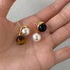 Pendientes asimétricos de perla de ojo de tigre de Maillard, pendientes sencillos y elegantes con aguja de plata S925, pendientes retro de alta calidad para mujer.