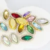 Acrílico Marquise Punto Diamante Girasol Borde Accesorios Hebilla de Cristal con Agujero Diamante Cosido a Mano diy Accesorios para Ropa Venta al por Mayor