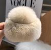 Horquilla de pelo de conejo auténtico con forma de horquilla cuadrada de felpa, placa para la cabeza, pinza para el pelo, accesorios para el cabello de cola de caballo al rojo vivo, linda pinza de tiburón
