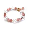 Pulseira de Cristal de Morango Natural Pulseira de Cristal Branco Lua Doce, Fashion e Fresca Presente para Namorada Dropshipping