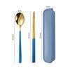 Set de Cubiertos Portátil Cuchara, Tenedor y Palillos de Acero Inoxidable Juego de Tres Piezas Cubiertos Japoneses de Aspecto Elegante Juego de Cuchara y Palillos para Estudiantes