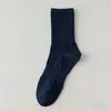 Meias Antibacterianas Espessas 7A para Homens, Meias 100% Algodão para Homens, Meias de Cano Médio 100% Algodão para Primavera e Verão, Cor Sólida, Resistentes ao Odor, Absorventes de Suor, Meias Longas Masculinas