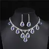 Exquisito Conjunto de Collar y Pendientes de Diamante de Cristal con Forma de Gota de Agua Accesorios para Ropa de Boda Nupcial Venta al por Mayor Gota de Agua Esmeralda
