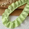 Acessórios com Renda, Renda Franzida Xadrez Vermelho, Bainha de Saia DIY, Borda de Punho, Material Pregueado