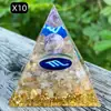 Pirâmide de bola de cristal natural de 8cm Ornamento de mesa de escritório europeu e americano Artesanato de pirâmide de resina para yoga e meditação