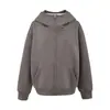 Cárdigan con capucha deportiva informal estilo europeo y americano Sudadera Otoño Nuevo Estilo Versátil Holgado Aspecto Adelgazante Chaqueta de Color Sólido para Mujer