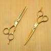 Tesoura de Cabeleireiro Elegante com Pedra Dourada, Tesoura de Corte de Cabelo, Tesoura Reta, Tesoura de Desbaste, Uso Profissional por Cabeleireiros
