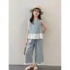 Conjunto de Verano Nuevo para Niñas 2026, Elegante Vestido de Verano de Pequeña Princesa, Conjunto Estilo Coreano para Niñas Mayores, Conjunto de Dos Piezas de Mezclilla de Moda