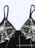 Comércio Exterior Transfronteiriço Roupas Femininas Moda Europeia e Americana Estilo Resort Vestido Midi Suspensório Decote V Bordado 3897112