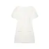 Vestido Feminino Cor Sólida Novo Verão 2026 Casual Manga Curta Curto Estilo Vintage Europeu e Americano Vestido com Bolso Plissado