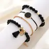 Nova Pulseira de Pedra Redonda com Borla Turquesa Criativa Transfronteiriça Europeia e Americana Estilo Tendência da Moda Conjunto de Quatro Peças Mulheres
