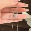 Colar Quadrado Flash Prata Cubo de Açúcar Rosa 2026 Novo Leve Luxo Exquisito Doce Temperamento Corrente para Clavícula