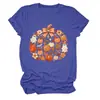 Amazon eBay sitio independiente moda personalizada mujer cuadros estampado leopardo lazo calabaza cuello redondo manga corta camiseta