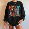 Navidad Nuevo FelizNavidad Letra Árbol de Navidad Estampado Hombro Caído Talla Grande Cuello Redondo Sudadera Polar Mujer