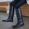 Piel de Vaca~2026 Otoño Nuevo Retro Botas de Vestir con Tacón Alto Tacón Bajo Hasta la Rodilla Botas Largas