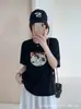 Camiseta de Algodón de Manga Corta con Estampado de Copo de Nieve de Verano para Mujer, Corte Holgado, Adelgazante, Estilo Perezoso, Top de Cuello Redondo, Venta Directa de Fábrica