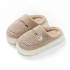 Pantuflas de Algodón Familiares para Padres e Hijos para Mujer Invierno Pareja Hogar Interior Cálidas Antideslizantes Resistentes al Desgaste Pantuflas Delicadas de Felpa con Dibujos Animados de Oso
