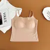 Camisola base invisible sin costuras para mujer con copas de sujetador incorporadas, adecuada tanto para llevar debajo como por encima.