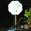 Ventoinha Hanfu em formato de flor, ventoinha feminina para dança antiga, pequena ventoinha redonda, ventoinha de rede vermelha com cabo longo DIY, suprimento para barraca de discoteca